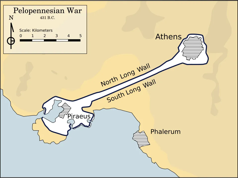 Τα Μακρά Τείχη — Χάρτης Αθήνας-Πειραιά